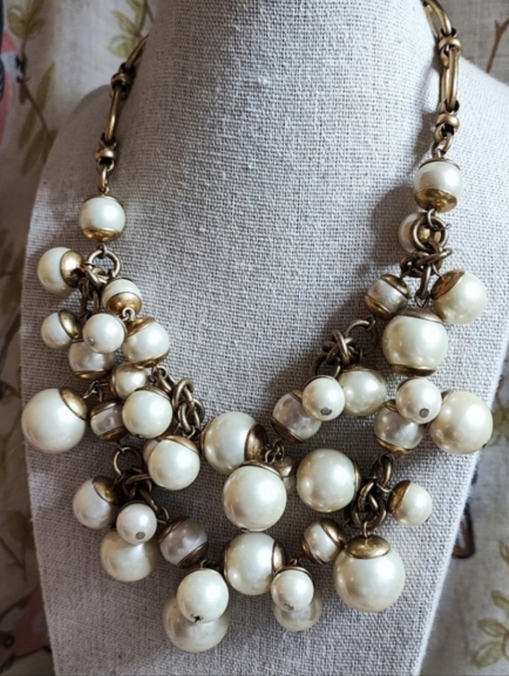 Stella • Dot Stella & and Dot Creamy Faux Pearl Dual Strand Necklace Gold Tone